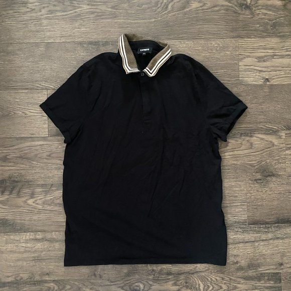 Express Men's Striped Polo Colorblock Striped Color Retro 70s - Picture 1 of 3